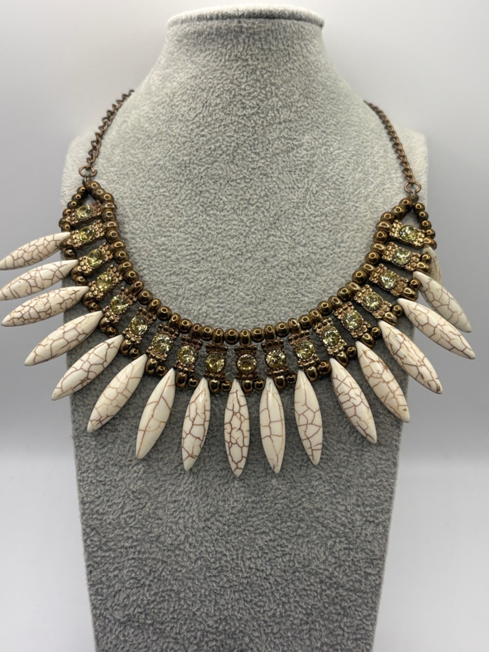 Cleopatra Statement Necklace White Choker 14-18”